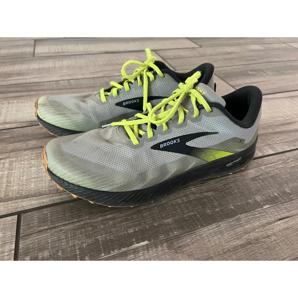 Brooks Catamount Mens Trail Running Shoes Grey Lime Green Size 13
